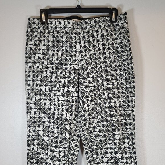Tory‎ Burch Ivory Black Cotton Jacquard Callie Cropped Pant Size 4 - Picture 2 of 9